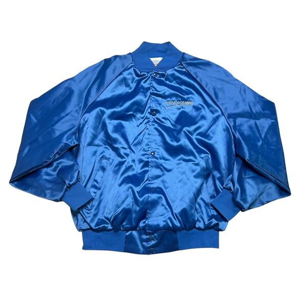 Vintage 80s F/A-18E/F Super Hornet Satin Blue Bomber Jacket - USA - size XL‎ - Picture 3 of 9